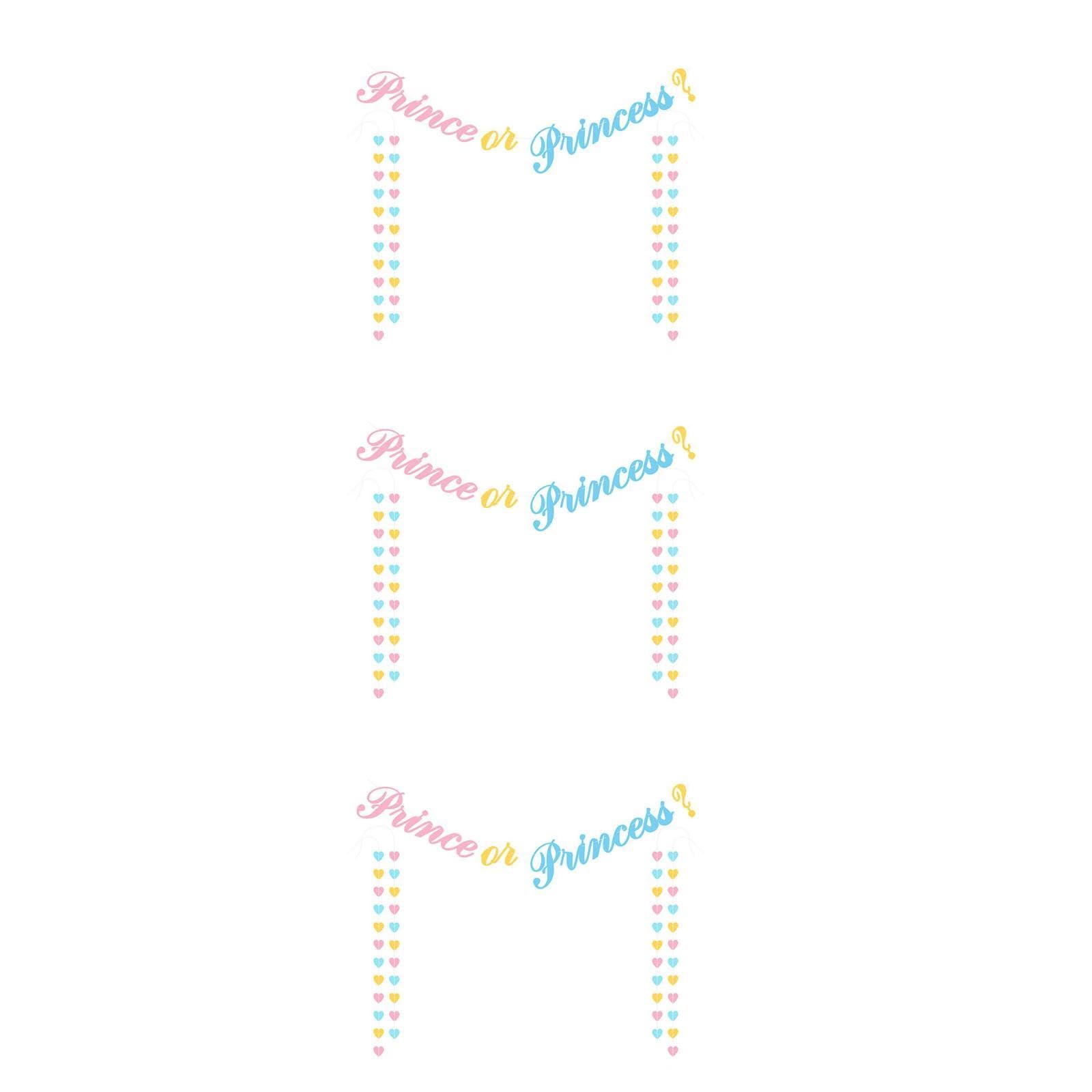Bannière drapeau en papier prince pour décoration de mariage et salle de fête 3 pièces