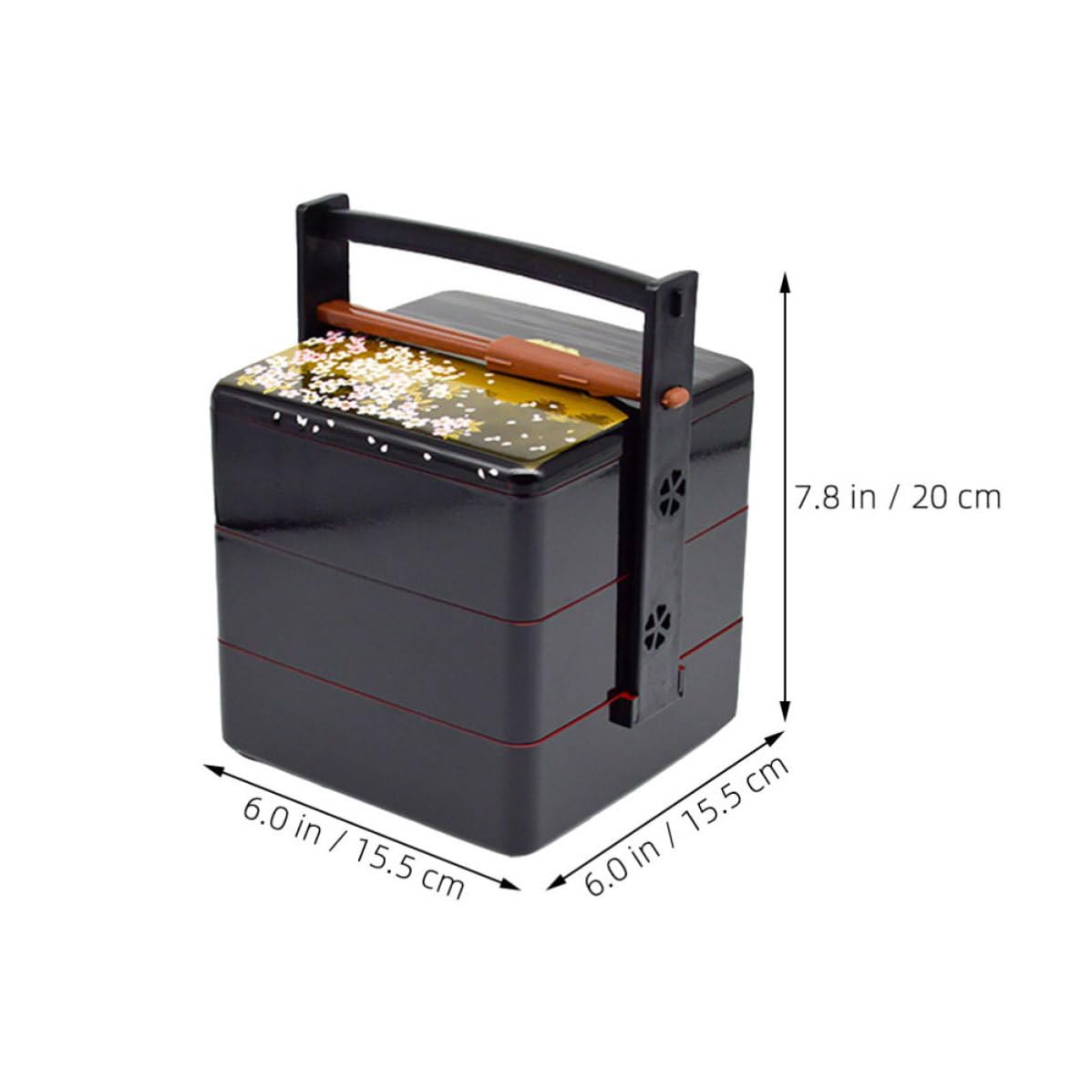 Boîte à Lunch Bento Japonaise en Abs Noire Réutilisable Design Pratique à Trois Niveaux, pour Pique-niques et Rangement des Aliments