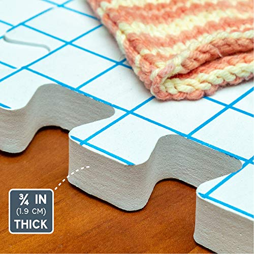 Extra Thick Blocking Mats for Knitting - Pack of 9 White Blocking Boards with Grids for Needlepoint or Crochet - Includes Measuring Tape & 150 T Pins