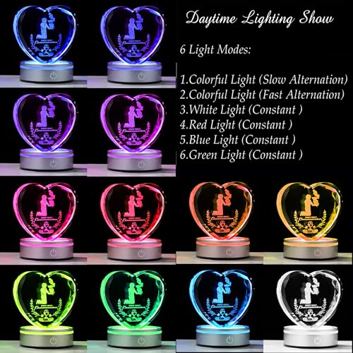 Image of Qianwei First Communion Gifts for Boys, 3D Engraving Crystal Praying Boy John Figurine First Communion Veil Decoration, Baptism Gifts for Boy Catholic