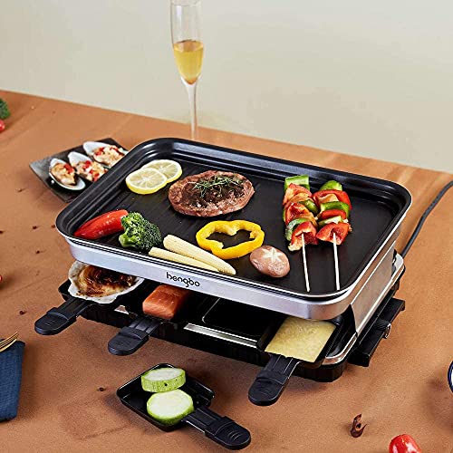 YUYTIN Raclette Grills Indoor-Raclette-Maschine, Grill für 8 mit Antihaftbeschichtungsplatte, 8 Mini-Pfannen, 1500W… – Bild 3