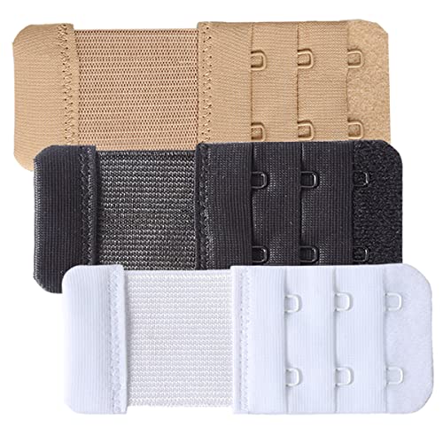 Akaayuko Bra Extenders 2 Hook, Soft Bra Extension Strap Stretchy Comfortable, 3 Pieces (3 Color, 2 Hook 3/4 Inch Spacing) #TOP27