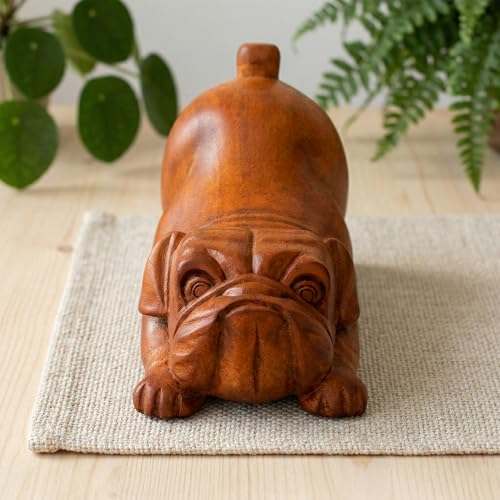 Estatua Decorativa Bulldog en Madera Tallada a Mano miniatura 2