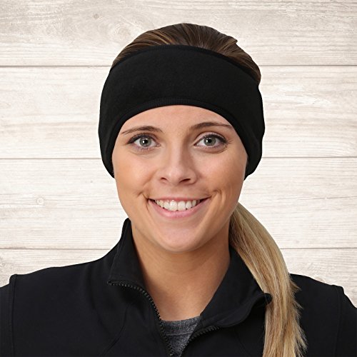 Trailheads Women’s Ponytail Headband | Fleece Earband | Winter Running Headband - Black #TOP5