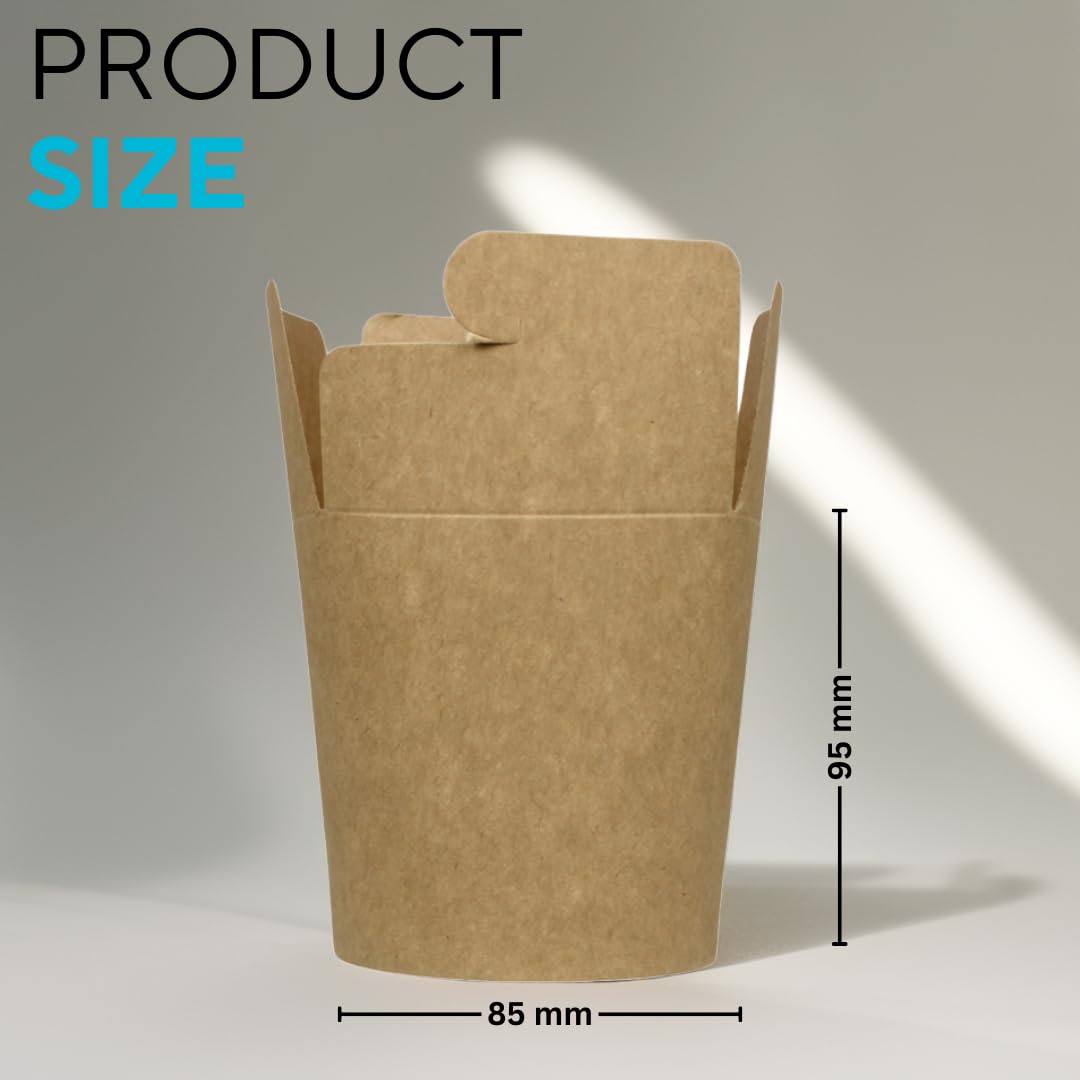 Enpack Nudelboxen 500ml (16oz) – 500 Stück aus Kraftpapier | Einweg To-Go Boxen mit Beschichtung | Auslaufsichere Take Away Verpackung für Asia Food, Streetfood, Gastronomie, Events