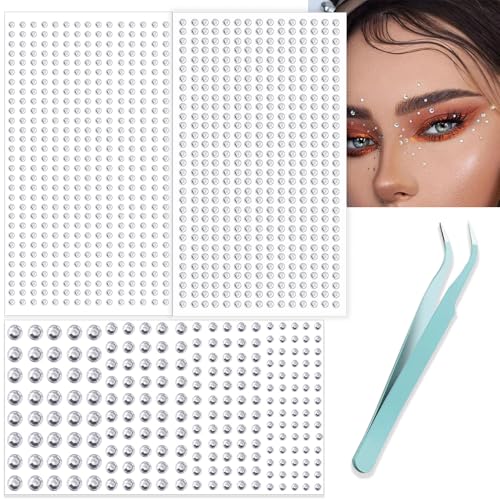 Image of NOOEPC Face Gems Hair Gems, Self-Adhesive Face Jewels Eye Jewels Rhinestones DIY Face Gems Stick on, Hair Body Rhinestones Gems Crystals Pearls for Face Eyes Makeup Body, Crafts-MINI(2.5 /3 /4 /5 /6mm)