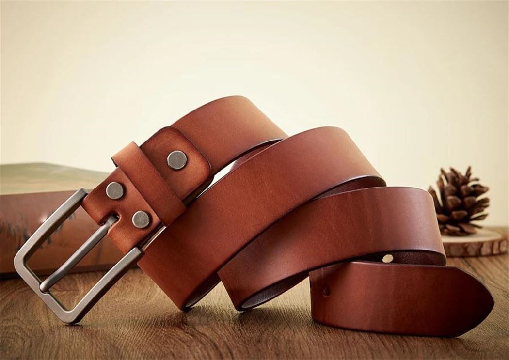 Men's Leather Belt - 3.8 cm Wide Cowhide with Alloy Buckle for Casual, Business and Jeans