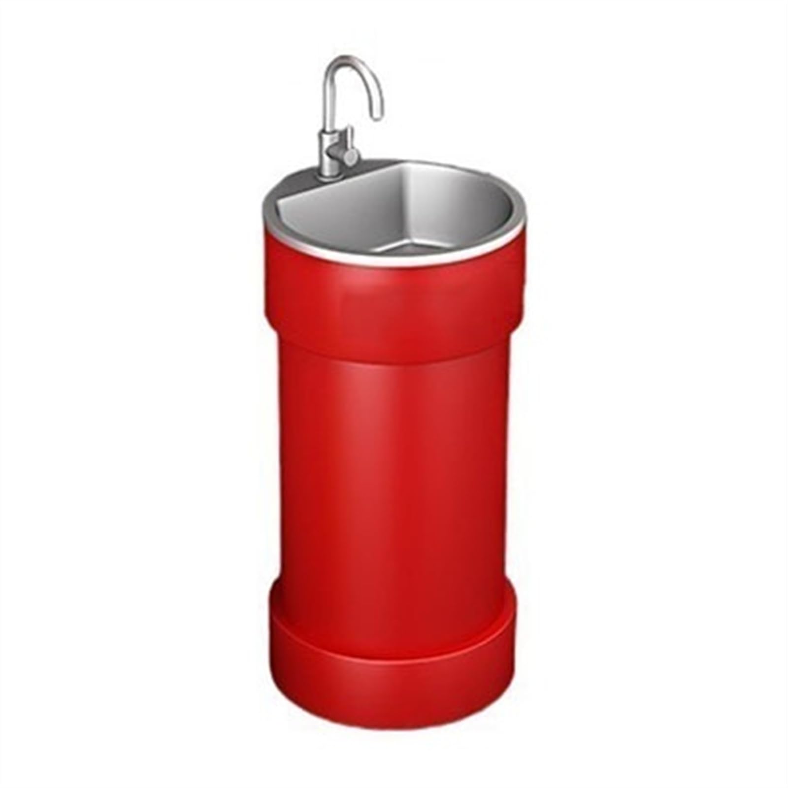Zhaoj24-05 Red Pedestal Sink Round Base Bathroom Sink, Creative Colorful Commercial Pedestal Basin With Stainless Steel, Metal Painted Freestanding Vanity(Red)