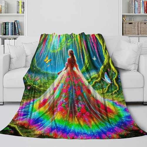 Couverture microfibre 180x200cm imprimé 3D robe de beauté plaid doux lit - 5