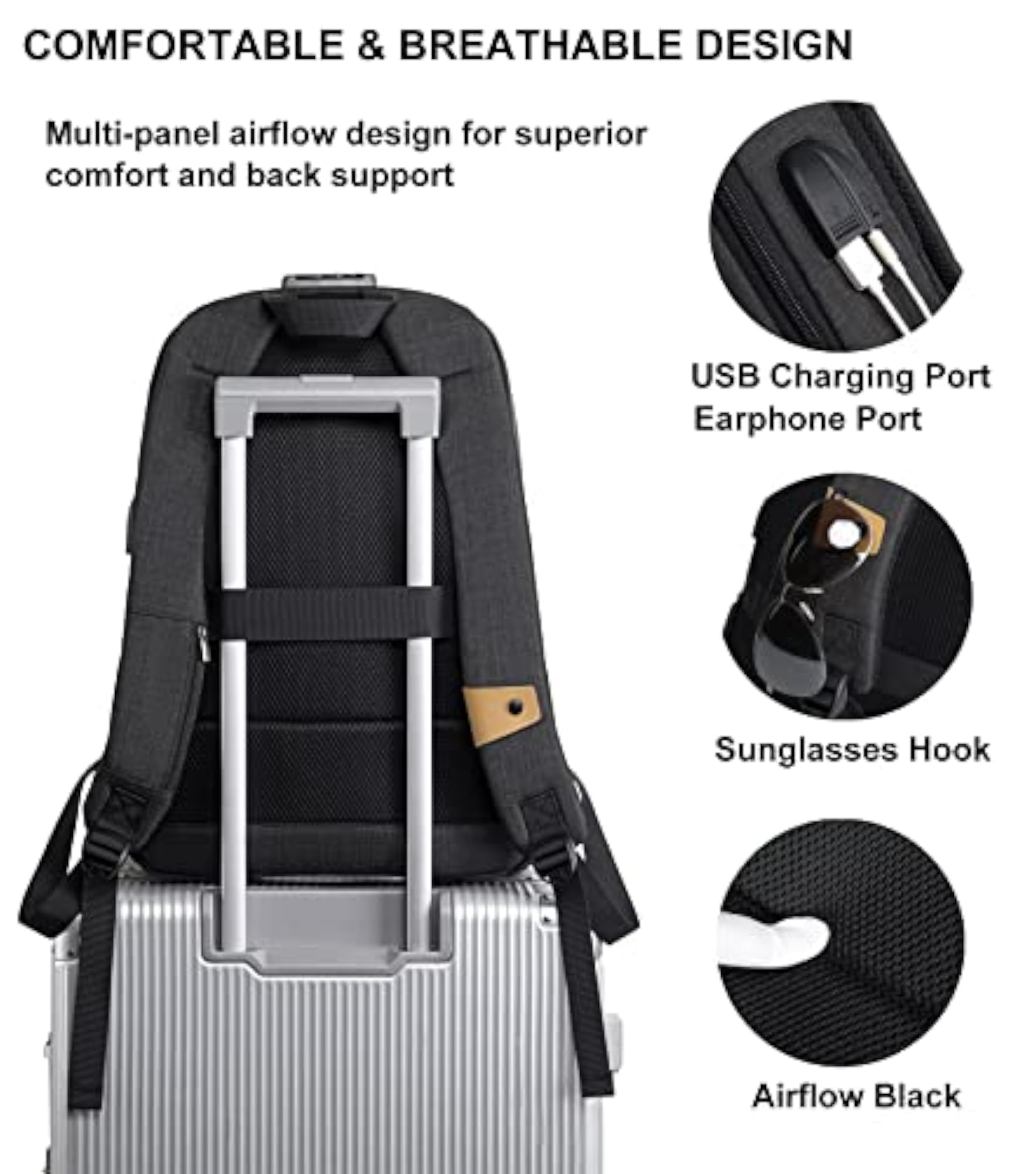 Golden Wolf Laptop Backpack with Lock Waterproof