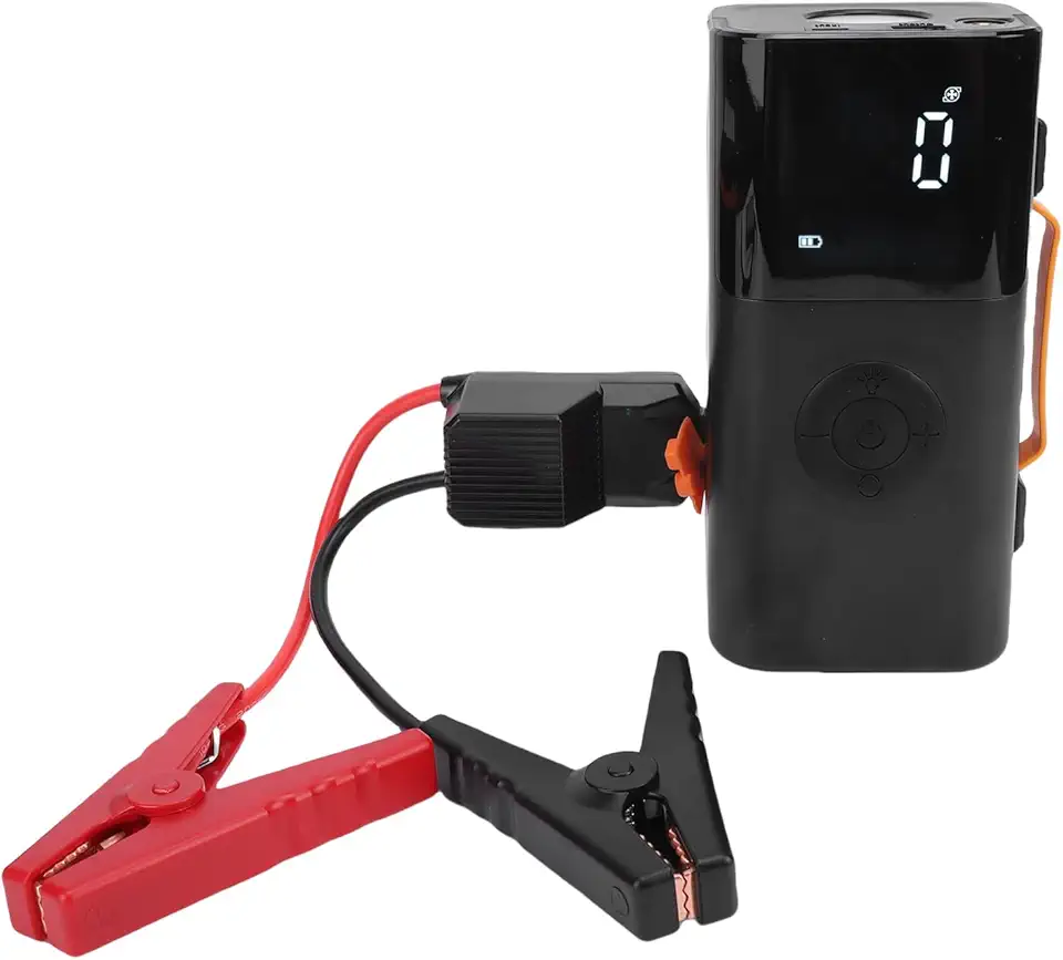 RiToEasysports 10000mAh Car Starter, Banco de Potência Portátil Com Compressor de Ar, Braçadeiras de Salto Inteligentes, 3 Luzes LED, Carregamento Rápido USB, para Carros, Caminhões, ATVs e