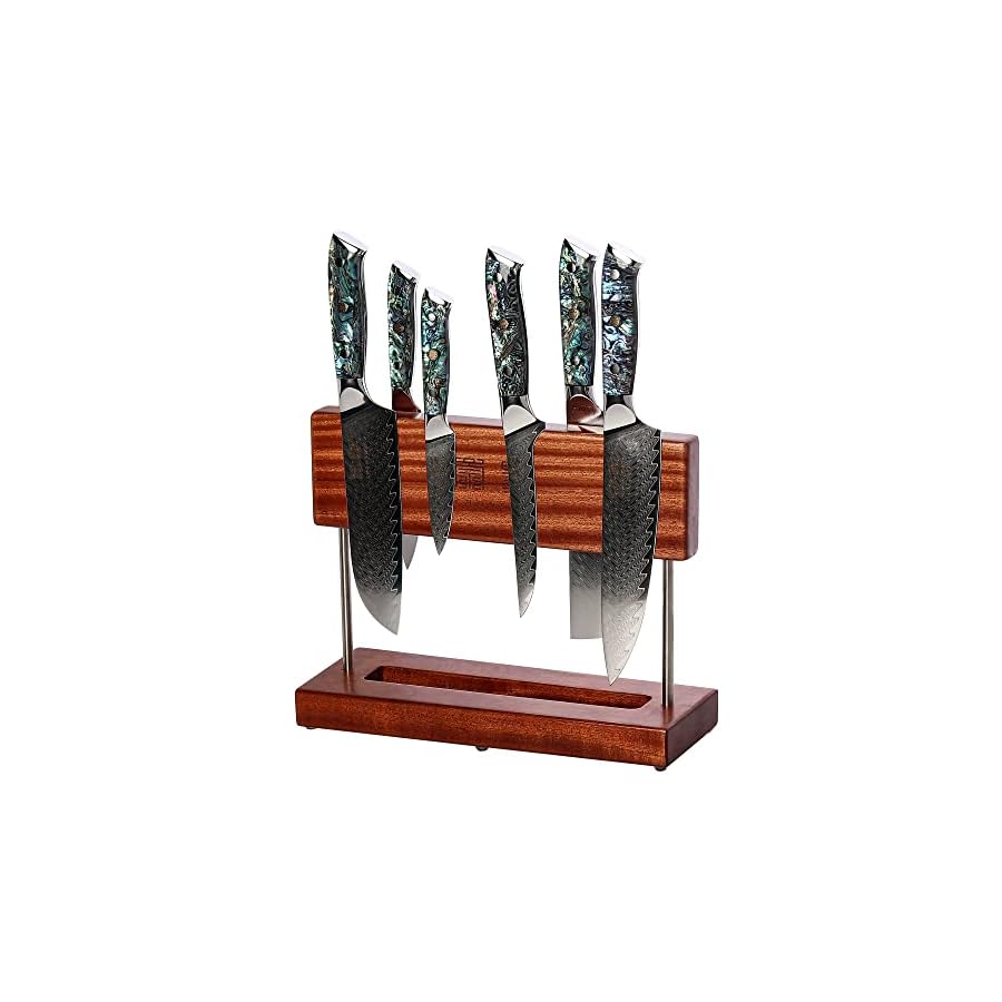 Professional-Kitchen-Knife-Set-7-Pieces-Japan-VG10-Super-Steel-67-Layer-Damascus-Steel-Shell-Resin-Handle-Kitchen-Knife-Set-with-Sapele-Magnetic-Knife-Holder Professional Kitchen Knife Set 7 Pieces - Japan VG10 Super Steel 67 Layer Damascus Steel Shell Resin Handle Kitchen Knife Set with Sapele Magnetic Knife Holder