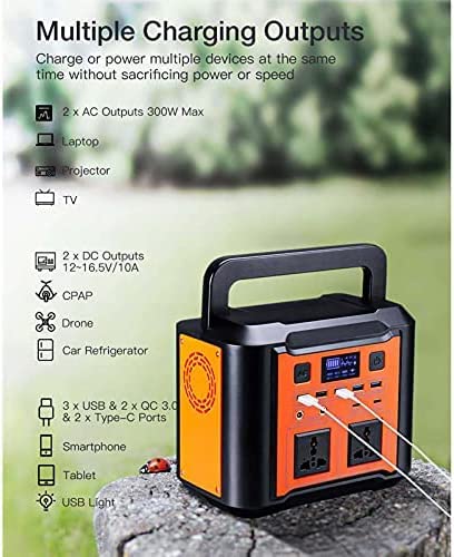 Estação de energia portátil de 296Wh, gerador solar de banco de energia de 300W/80000mAh, carga de b
