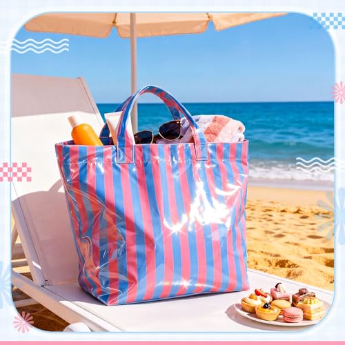 Bolso Tote Rayado Hsei PVC Grande Impermeable Ligero miniatura 4