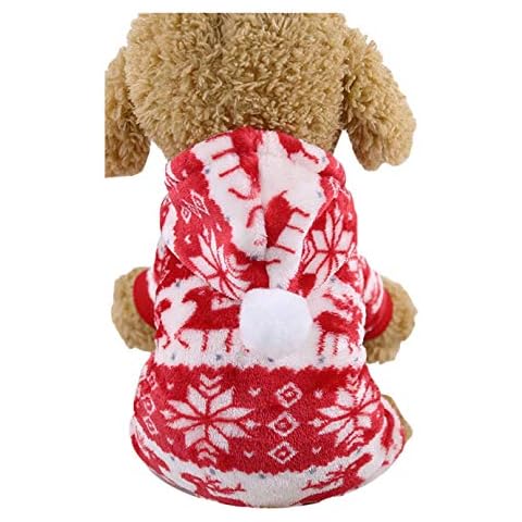 PetPhindU Hundeweihnachtsausstattung Pullover, Weihnachtsmuster Pullover Neue Jahr Sweatshirt Kleidung Weich Pyjamas für Kleine, Mittlere Hunde Flanell Cover