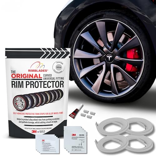 Rimblades Original Protectores de Llantas de Aleación Blanco – Compatibles con Ruedas de Hasta 24” x 4 | Para Llantas con Borde Curvo/Redondeado | 9 Colores | Fácil Instalación DIY