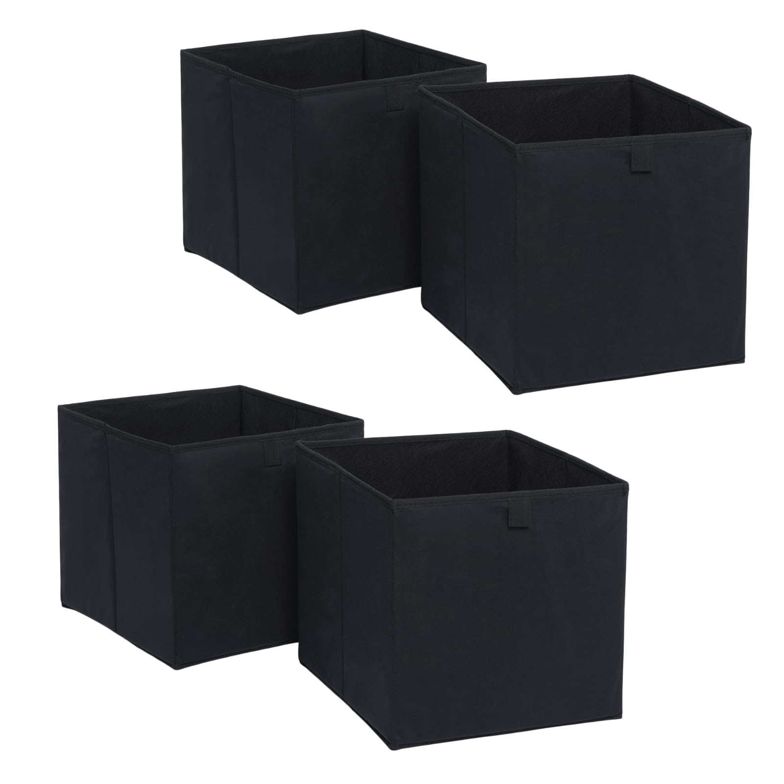 Ohs Black Set Of 4 Matte Velvet Storage Boxes Home Organiser Toys Clothing Bathroom Pop Up Foldable Collapsible Cube Storage Boxes Space Saving Shelves Organiser Cube Baskets,