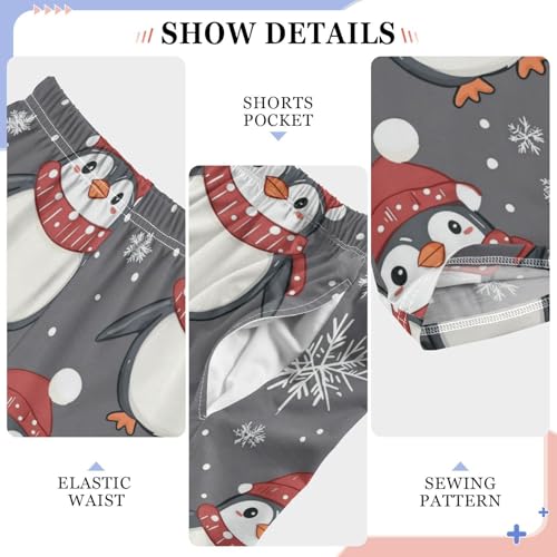 Pajama Bottoms, Pajamas Pant Cartoon Penguin Lounge Wear Casual Gray Sleep Long Pants Soft Pjs Sleepwear4