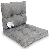 Beautissu Set Cojines Jardin Exterior Asiento 60x60 cm & Respaldo 60x40 cm – Funda Repelente Suciedad y Agua – Cómodo Cojin Exterior Lounge Silla Acolchado Muebles de Jardín Gris Claro – BeauFlair