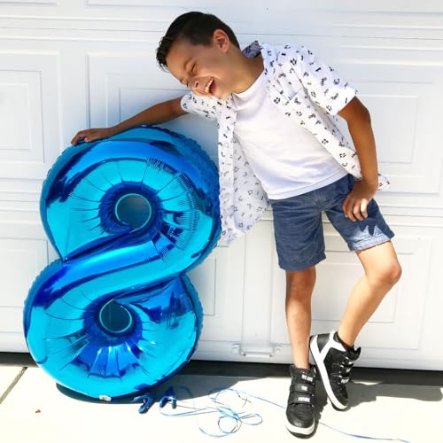 Image of 8 Balloon Numbers Birthday Decorations, 40In Dark Blue Balloons for Party | Eye-catching Appearance, Perfect Decorative Centerpieces, Convenient Self-sealing Structure, Widely for Various Occasions
