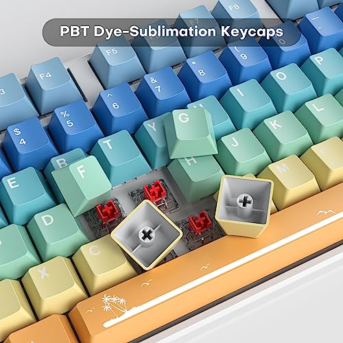 Image of Fogruaden PBT Gradient Keycaps Dye-Sublimation Cute Keycaps, Cherry Profile, 138 Keys Custom Keycap Set for Mechanical Keyboard(SandyBeach)
