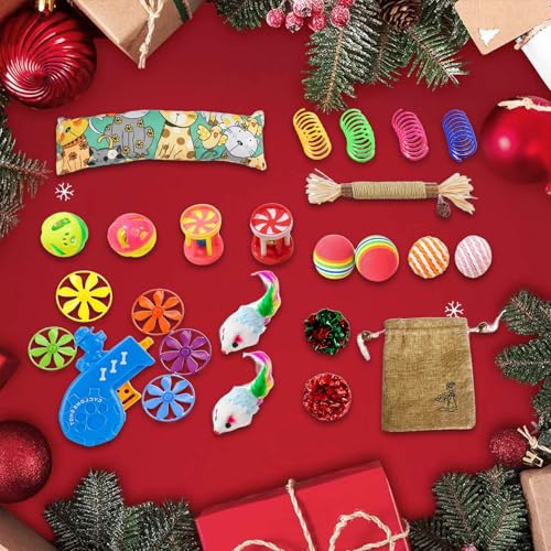 Jouets interactifs pour chats : set de peluches de Noël résistantes pour chatons - 8