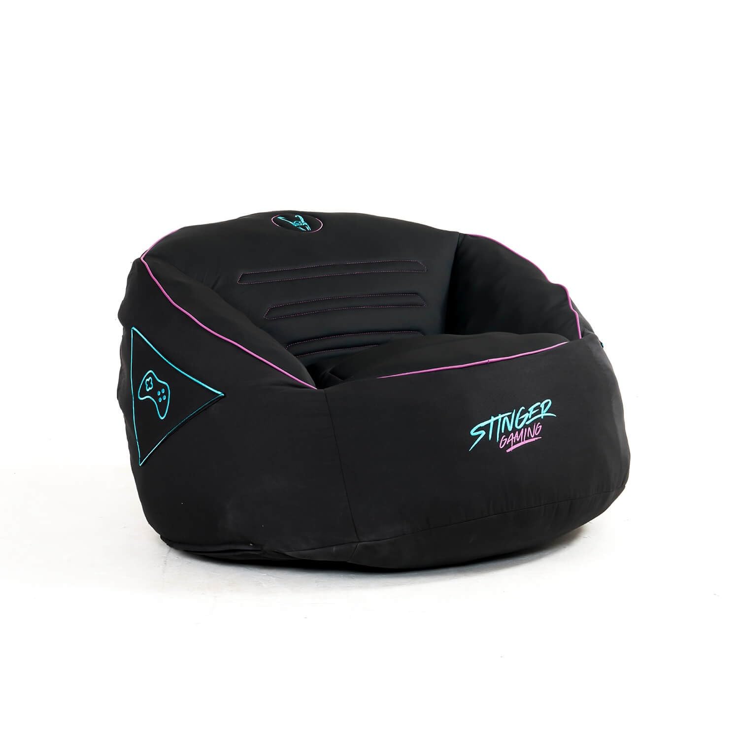 Woxter Stinger Puff Gaming - Ergonómico, Sillón para Juegos, Relleno Incluido, Tela Antimanchas y Transpirable, (Black & Blue)