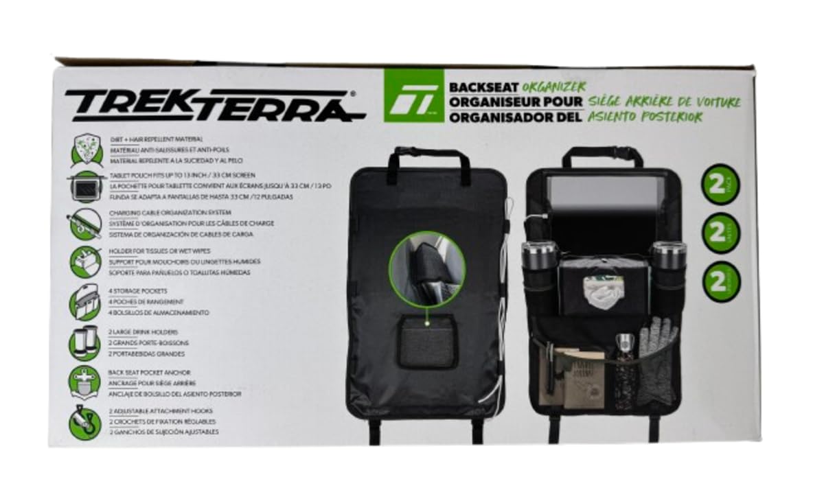 Trekterra Back Seat Organizer – 2-Pack, Dirt & Hair Repellent