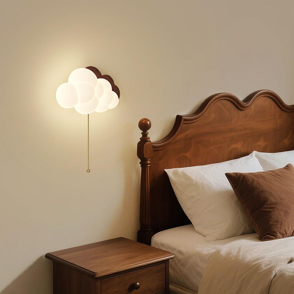 EaEa LED Wandlampe Kinderzimmer Mädchen mit Schalter, 12W Wolken Wandleuchte Kinder Jungen 3000K/4500K/6000K Kreativ Holzoptik Nachttischlampe Wand Nachtlicht für Schlafzimmer Babyzimmer Wohnzimmer