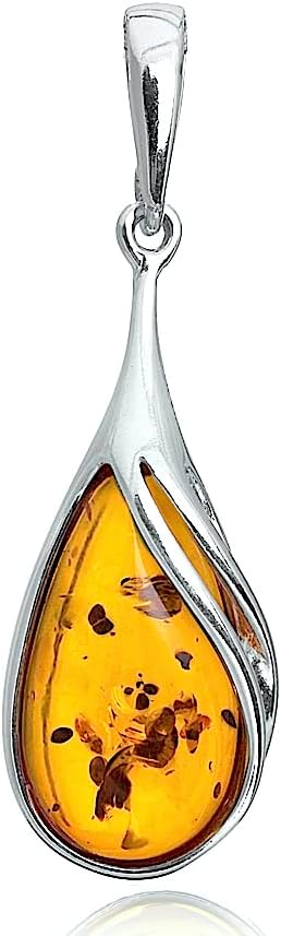 Ian and Valeri Co. Genuine Amber Sterling Silver Drop Pendant