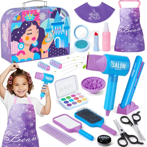 Friseur Set Kinder Frisierkopf Kit Haartrockner Glätteisen Schminkset...
