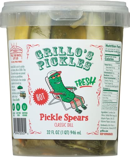 Miniatura 2 de Grillo's Pickles Hot Classic - Lanzas de pepinillo de eneldo, 32 onzas líquidas