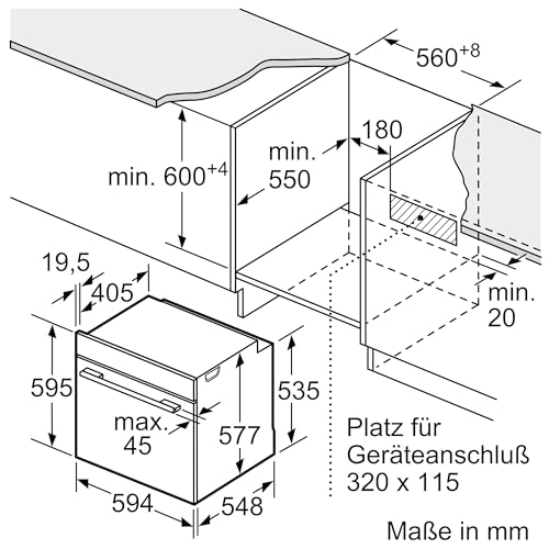 Bosch HBG7741B1, Serie 8 Smarter Einbau-Backofen, 60 x 60 cm, Made in Germany, Schwarz, Pyrolyse & Hydrolyse Selbstreinigung, Air Fry, Back Assist, 4D Heißluft, Farb-Touchscreen & Bedienring