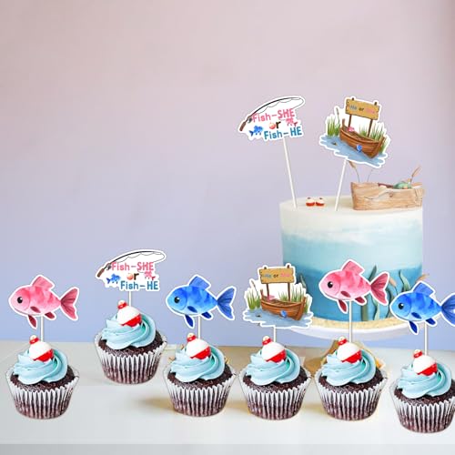 Decoración para cupcakes de 24 piezas temáticas de peces She or He 2