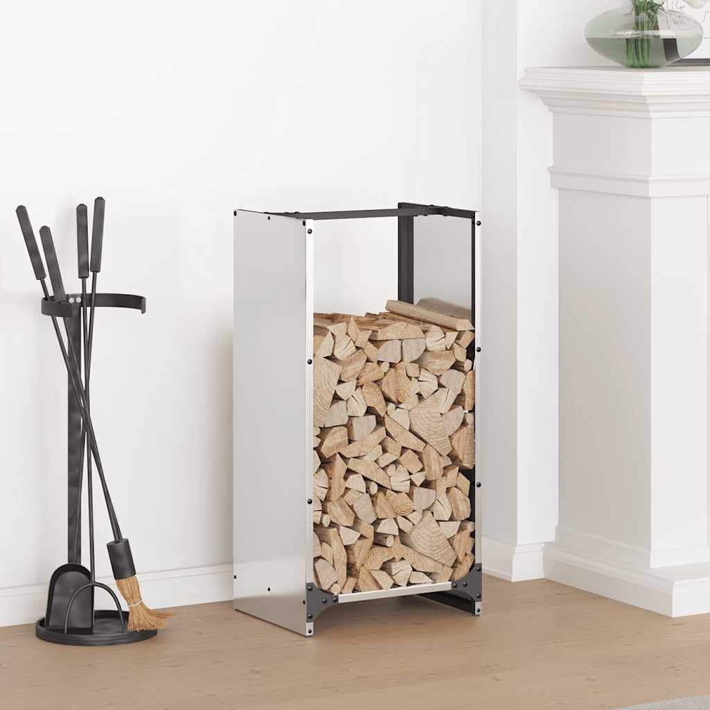 Brennholzregal aus Edelstahl 40x30x80 cm, Kaminholzregal für Kaminholz, Holzlege zur Holzlagerung, Korrosionsbeständiger Kaminholzhalter