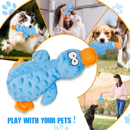Halinuia Hundespielzeug, Hund Quietschspielzeug Plüschtier Hund mit Knitterpapier, Plüsch Kauspielzeug für Aggressive Kauer, Welpen, kleine, mittlere Hunde, Blau