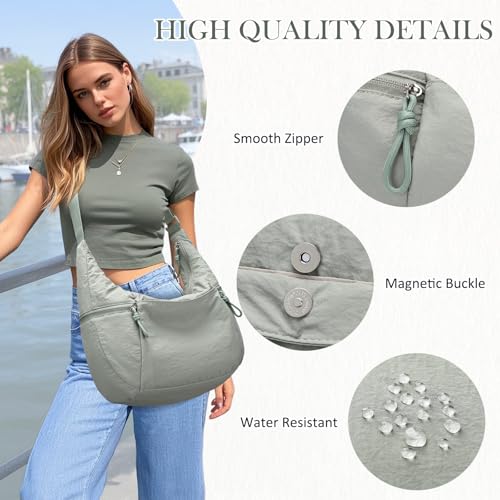 Image of VASCHY Crossbody Crescent Bag for Women, Casual Lightweight Nylon Large Slouchy Hobo Bags Purses for Travel /Gym /Work /College