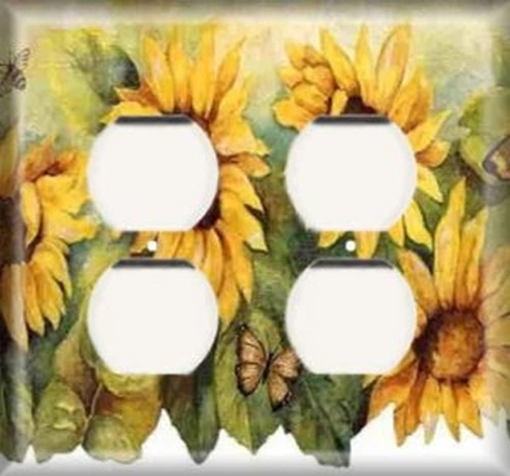 Decorative Outlet Cover Plate - Sunflower - Double Duplex Receptacle
