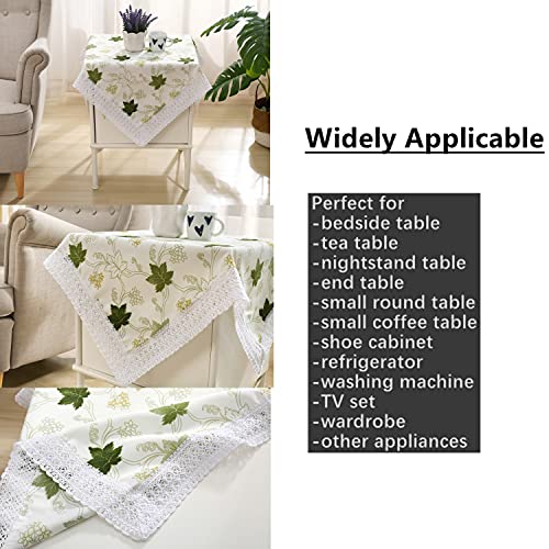 Bettop Square Tablecloth,Nightstand Tablecloth,Side Table Cover,Table Cloth For Bedside Table/ Nightstand/Night Table/Tea Table/End Table/Dressers,Table Dustcover Doilies For Furniture (Green Leaf) #TOP3