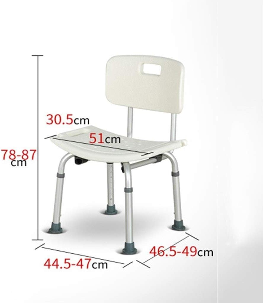 Taburete de baño Asiento de Ducha Ayuda de baño for Personas Mayores/discapacitadas Banco de Asiento de baño, Altura Ajustable, con Silla con Respaldo