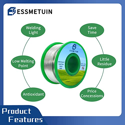 Essmetuin Lead Free Solder Wire(Sn99.3Cu0.7) For Plumbing Solder/Stained Glass/Crafts/Jewelry 217℃ Melting Point 2.0MM No Flux,ROHS (3.2oz) by Essmetuin - Image 4