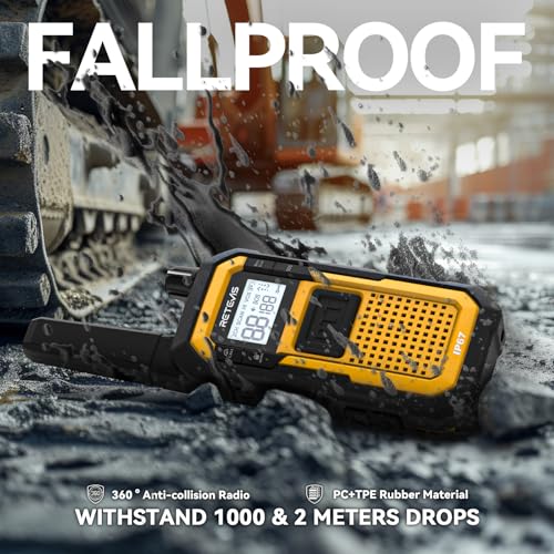 Retevis RB48 Walkie Talkies for Adults, Heavy Duty 2 Way Radios Long Range with Six-Way Charger, IP67 Waterproof, Shock Resistant, Dual PTT, for Jobsite Construction(6 Pack) - Image 3