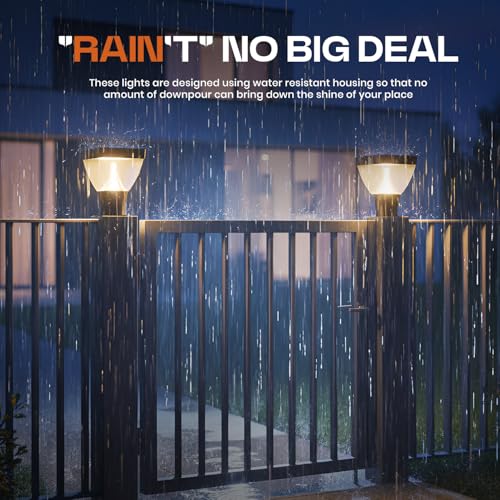 Image of Gigawatts GWMWW-01 Outdoor Gate Light - 20W Integrated Light 101% Rust & Waterproof Polycarbonate, ABS, PP Pillar Lamp Base Mount Black Exterior Fixture for Garden, Boundary & Home Entrance