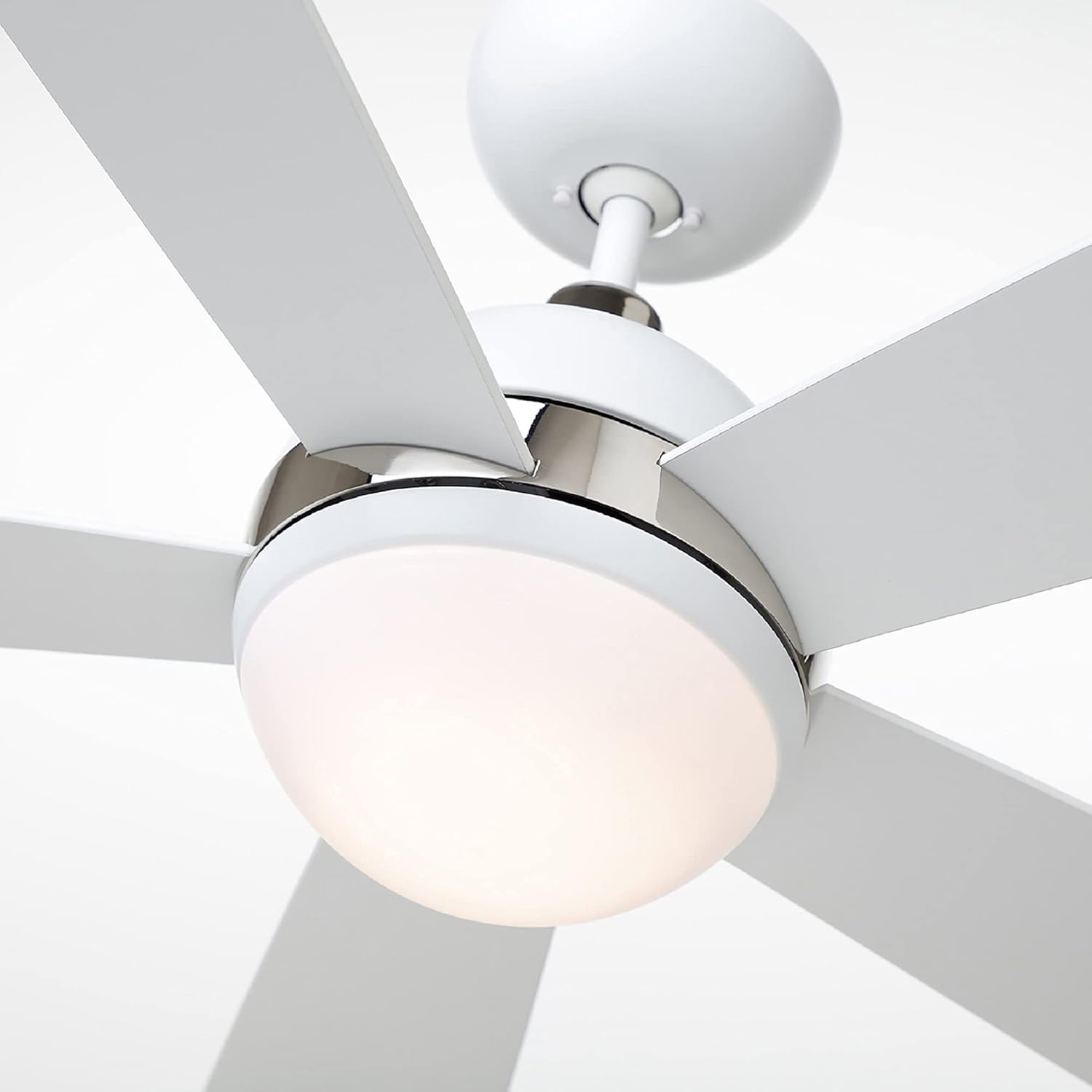 Best Quality 🔥 kathy ireland Home Astor Ceiling Fan with Remote Control, 52 Inch | Modern Fixture with Integrated LED Light and Shatter Resistant Shade | Downrod Mount for Living Room, Bedroom, Office, White/Nickel Super Cheap 🛒 kathy ireland Home Astor Ceiling Fan with Remote Control, 52 Inch | Modern Fixture with Integrated LED Light and Shatter Resistant Shade | Downrod Mount for Living Room, Bedroom, Office, White/Nickel