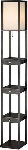 Adesso 3450-01 Murray - Lámpara de pie de 72 pulgadas con estantes de almacenamiento, cajones Equipo de iluminación MDF duradero con acabado chapado