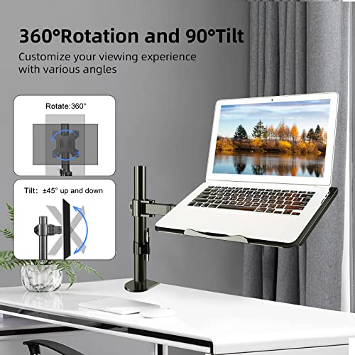 suptek Single Laptop Notebook Desk Mount with Tray for 13-27 inch Computer Screen, Fully Adjustable Laptop Desk Arm for Laptop Notebook up to 17’’, Weight up to 15.6 lbs - Image 5