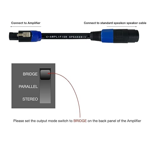 Miniatura 3 de CNCESS CESS-273 Speakon Mono Bridge Cable adaptador de modo de puente, paquete de 2