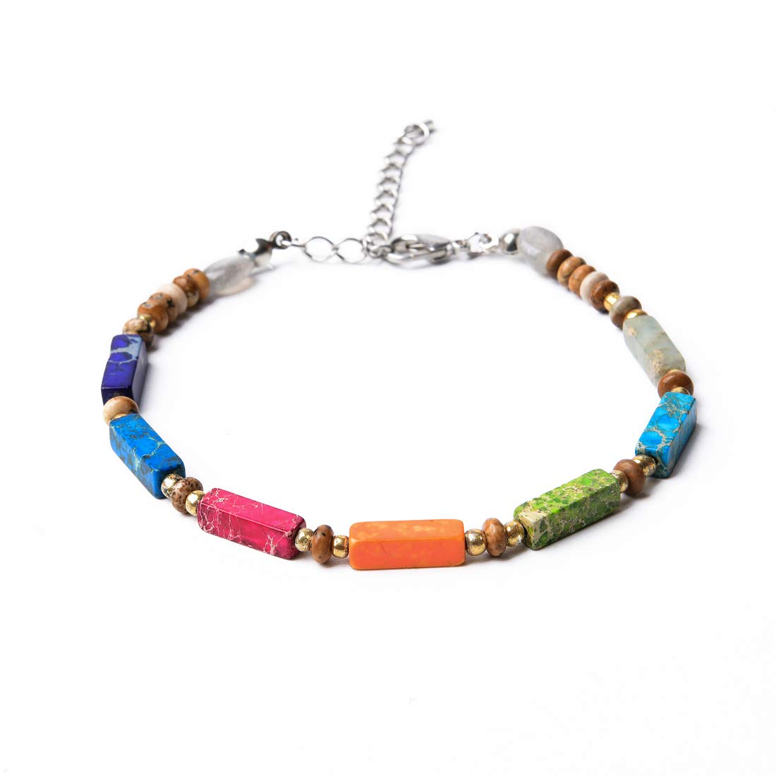 YGLINE Tree of Life Yoga Healing Stone Bracelets,Multilayer Lotus Chakra Stone Reiki Bracelet Sets,Anxiety Crystal Natural Stone,for Women Stress Relief