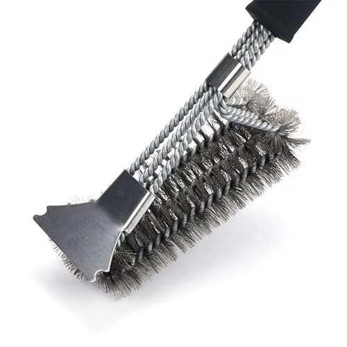 Grillbürste, Grill Reinigungsbürste Edelstahl Schaber, dichte Edelstahlborsten, Extra Langer PP Griff, für Gasgrill, Holzkohlegrill, Kugelgrill, Elektrogril, Grillrost