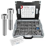 FRANTOS L-BOXX Zylinderschrauben Set DIN 912 (ISO 4762, Edelstahl A2) 1.500 tlg. + 4 Winkelschlüssel I Zylinderkopfschrauben Schrauben Sortiment